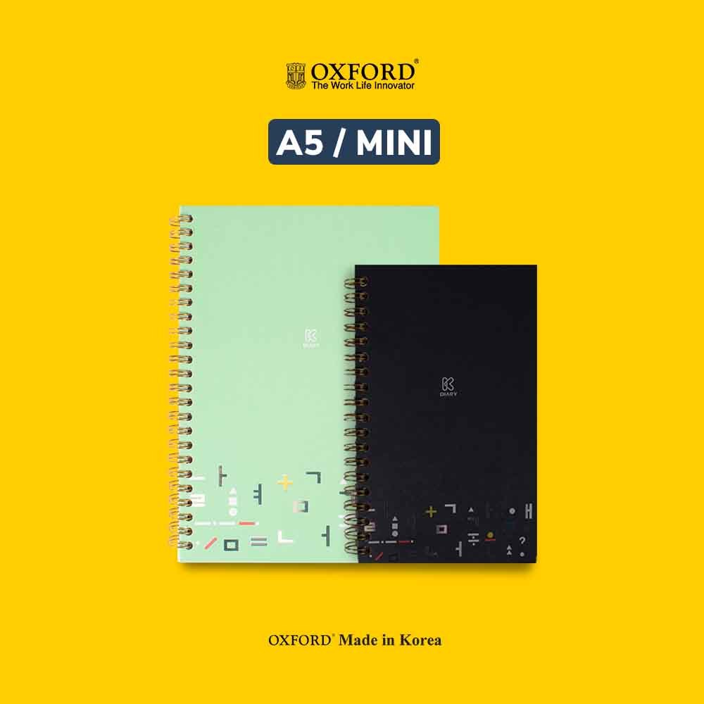 

Oxford Korean Diary Notebook Planner Mini/A5 Hardcover - Desain Korea Simple Warna Green Mint/Black