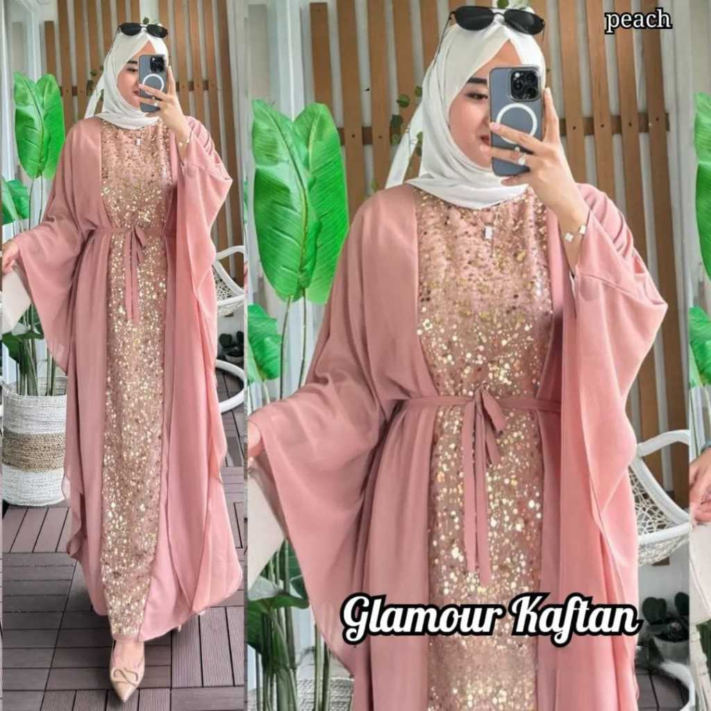 Glamor gamis kaftan lebaran 2025 model gamis terbaru/gamis kaftan brokat mewah elegan/gamis remaja/d