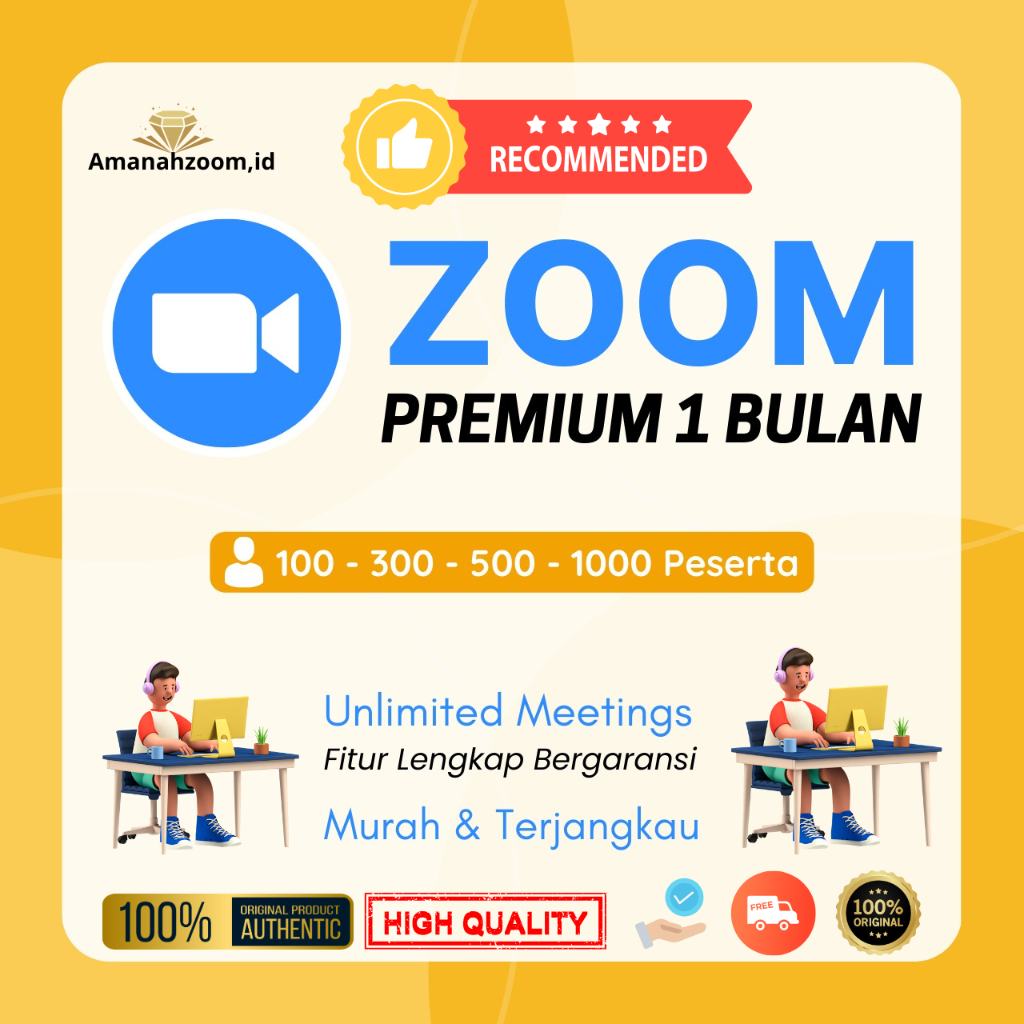Aplikasi Meeting Online 1 Bulan  Zoom Premium 100 Peserta Bergaransi