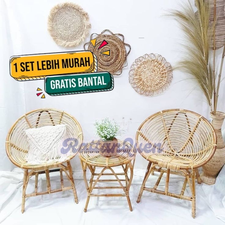 KURSI TERAS KERANG ROTAN / KURSI ROTAN TERAS BUKUR / KURSI TAMU ROTAN TERMURAH FREE BANTAL SOFFA