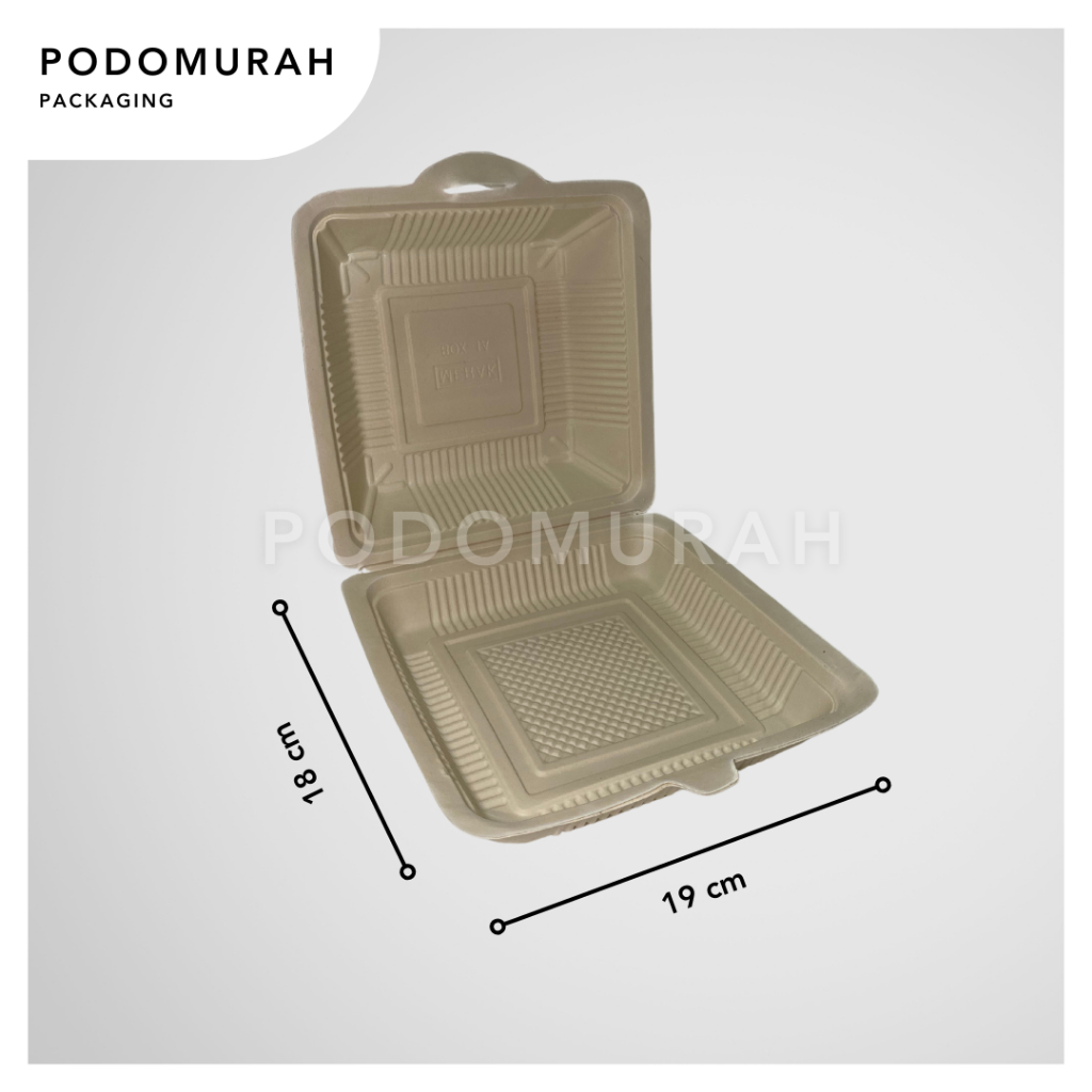 Box Merak Polos Meal Box Merk Merak 18x19 / Wadah Makanan Kertas Meal Box Cream tanpa Sekat