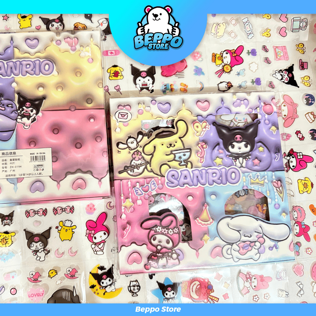 

Sticker Anak Anak Nono / Momo Sanrio 3D Mix 4 Warna, isi 100, sticker lucu, comel, anti air
