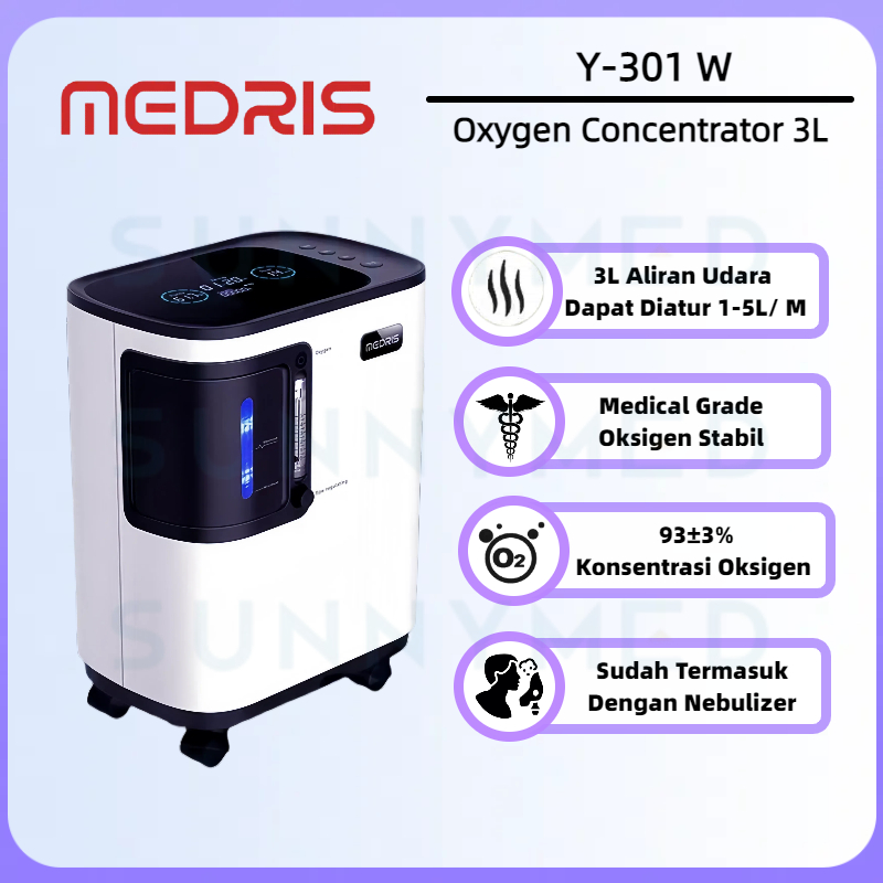 Alat Penghasil Oksigen Konsentrator Murni MEDRIS Y-301W Oxygen Concentrator plus Nebulizer