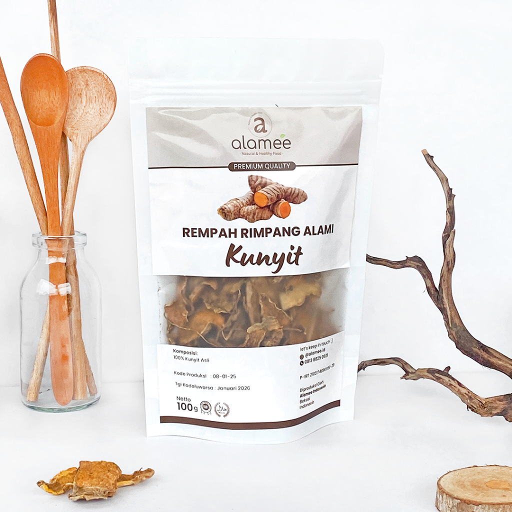 

ALAMEE Kunyit Kering Dried Turmeric Iris Rempah Rimpang Organik Alami Kunir Bumbu Seasoning 100gr
