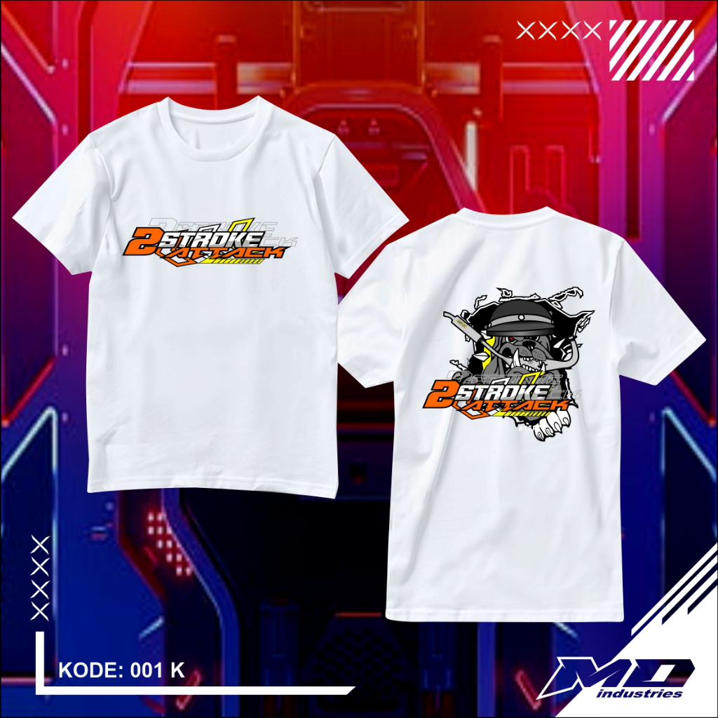 kaos 2 stroke - kaos racing pria wanita 001K PUTIH