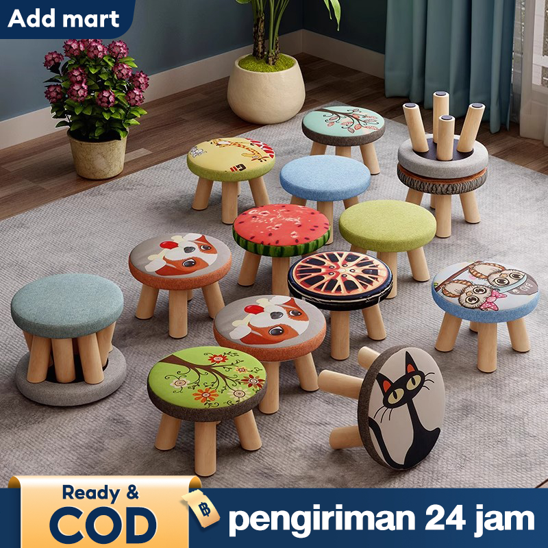 Kursi Stool Sofa Bulat  Bahan KANVAS BUSA KENYAL - Sofa Stool LEBIH BESAR - Sofa Stool Bulat - Stool