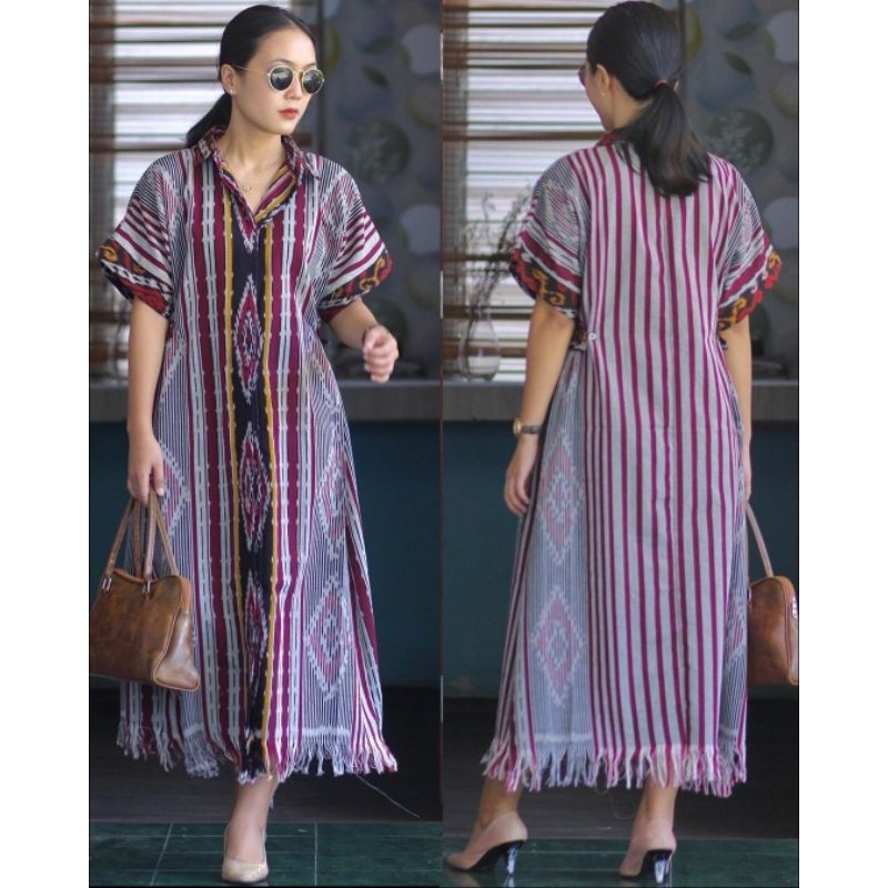 Dress Wanita Tenun Jepara Motif NTT – Stylish & Tradisional Dress Tenun Motif NTT by Jepara – Gaun E