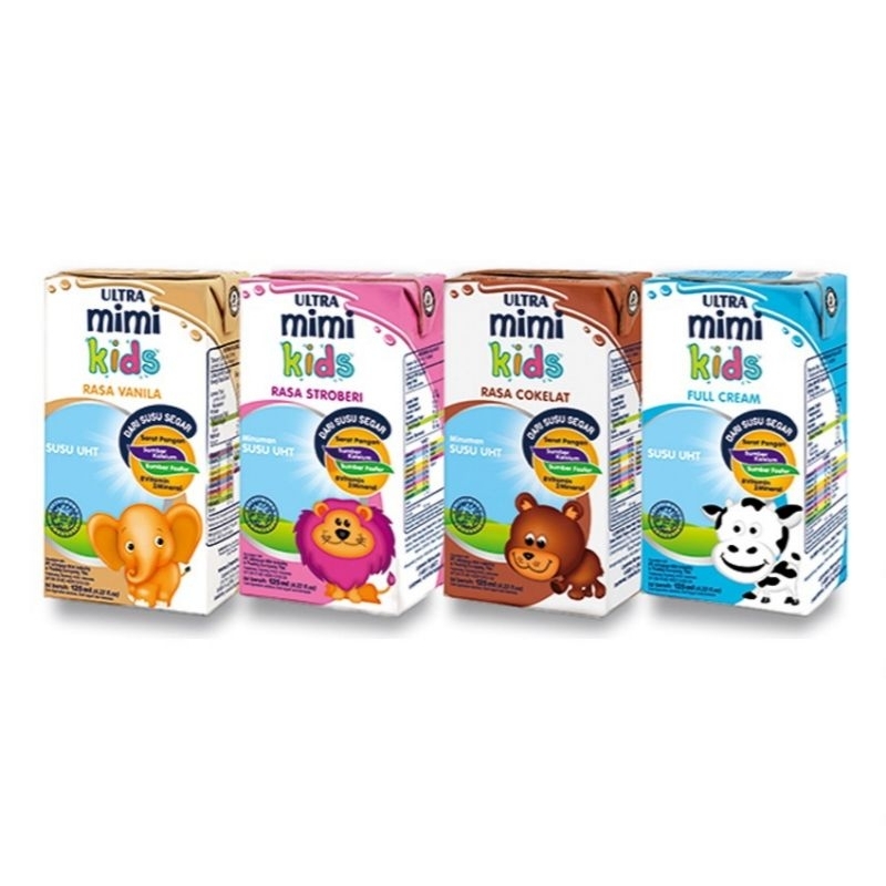 

ULTRA MIMI MILK KIDS SUSU UHT 125 ml COKLAT FULL CREAM STOBERI VANILA