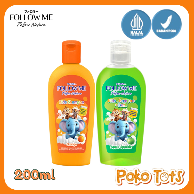 Follow Me Kids Shampoo + Bath 200ml Follow Me Kids Wash & Shampoo Shampo dan Sabun Mandi Anak Follow