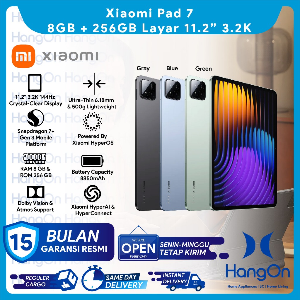 Xiaomi Pad 7 RAM 8GB ROM 256GB | Snapdragon 7+ Gen 3 | Layar 11.2" 3.2K 144Hz 11.2 Inch Dolby Vision