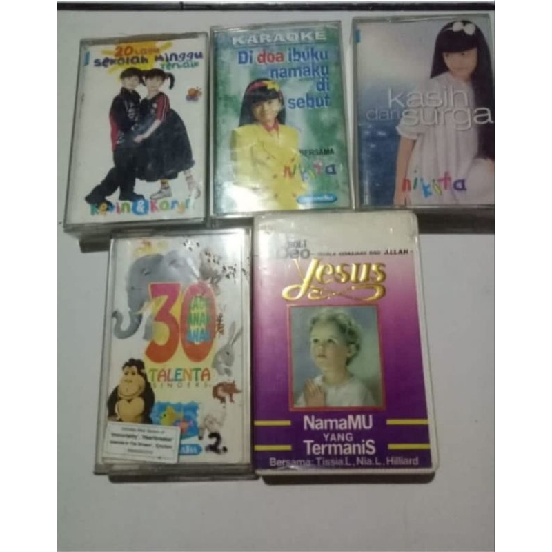 5 kaset bekas lagu rohani anak2 ( paket)