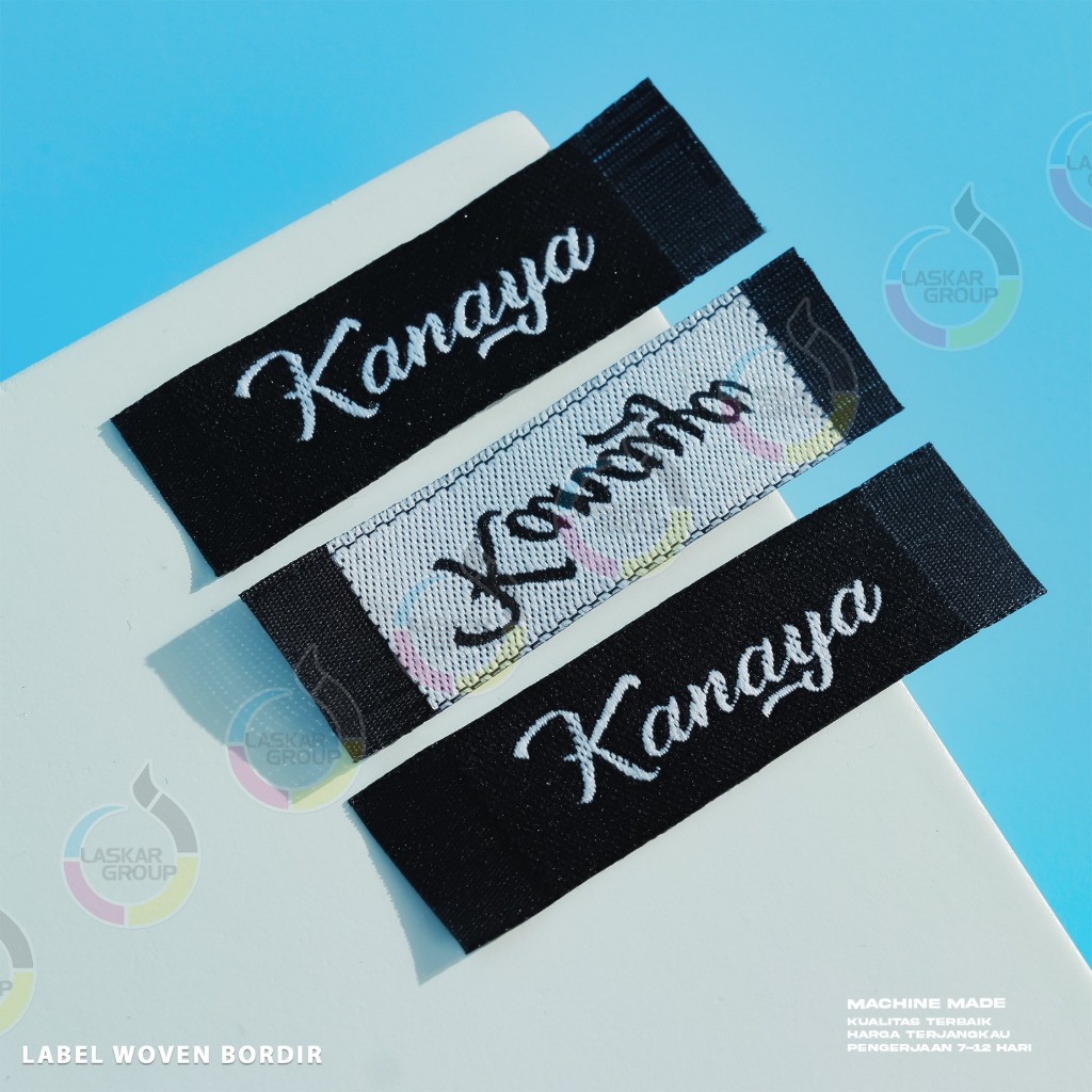 

Label Woven Custom / 1,2x5cm / Label Woven Bordir / Label Hijab Bordir / Label Baju Bordir / Label Woven Damask