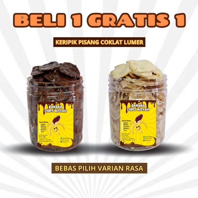 

BELI 1 GRATIS 1 Keripik Pisang Lumer Coklat Premium (Total berat 600gram)