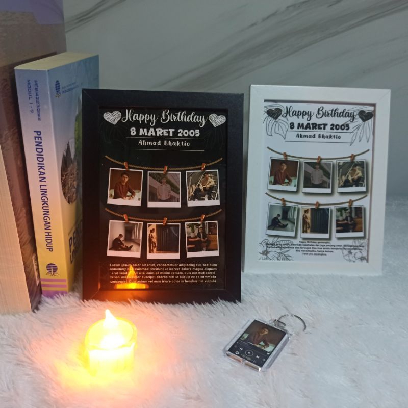 KADO UNIK Cetak foto Kolase FREE KEY CHAIN Polaroid Frame Bingkai Aesthetic Berbagai Warna & Ukuran 