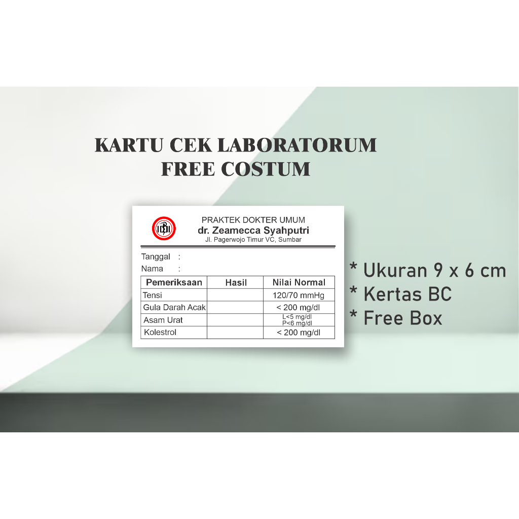 

kartu berobat isi 100