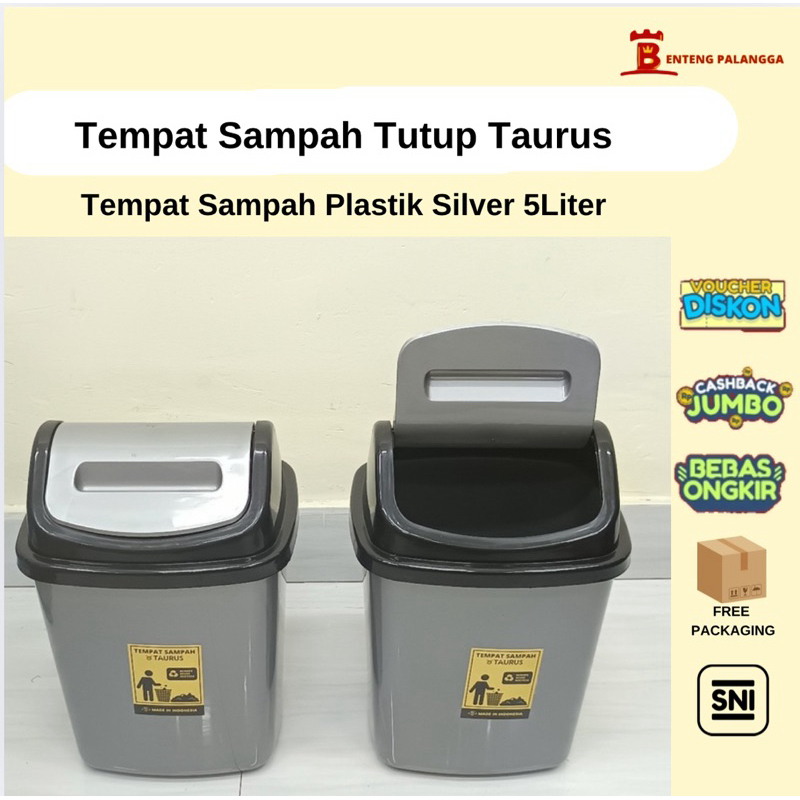 Tempat Sampah Tutup Plastik Taurus / Tong Sampah Tutup Goyang 5Liter