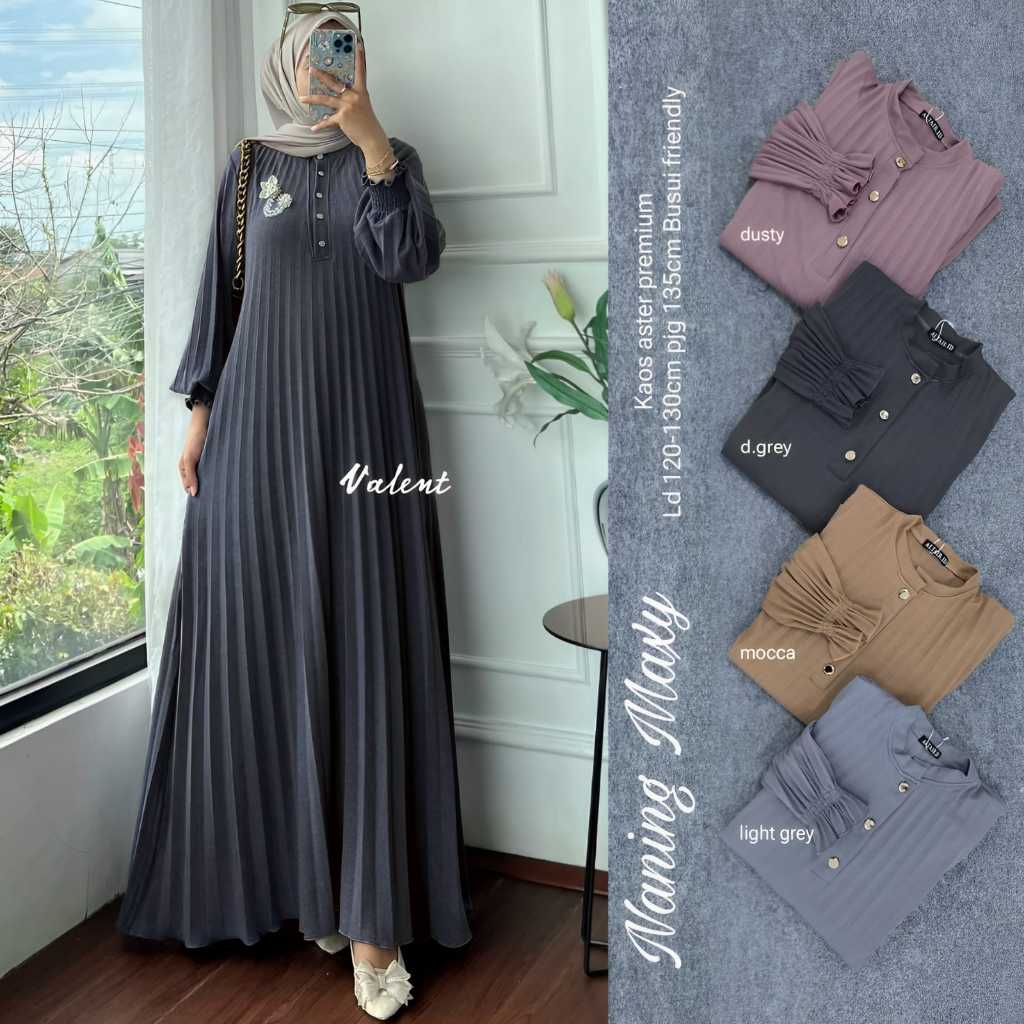 Naning Maxy Gamis Polos Jumbo Harian Ld 130 120 Kaos Knit Aster Premium