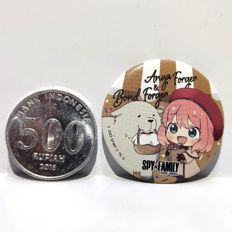 SPY x FAMILY CODE: White x Meiji Collaboration 2023 Can Badge - Bond & Anya