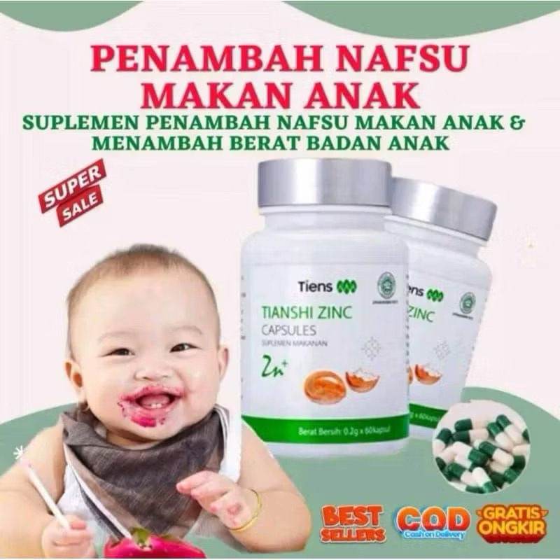 ZINC TIENS VITAMIN PENAMBAH NAFSU MAKAN ANAK PENGGMEUK BADAN ANAK MULTIVITAMIN