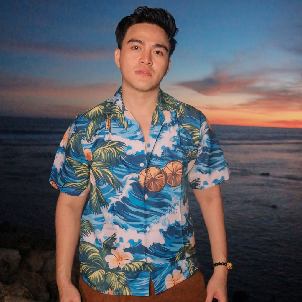 Dowear Baju Kemeja Motif Kekinian Cowok Cewek Bali Pantai Surfing Hawai Jumbo OMBAK FLOWER 402