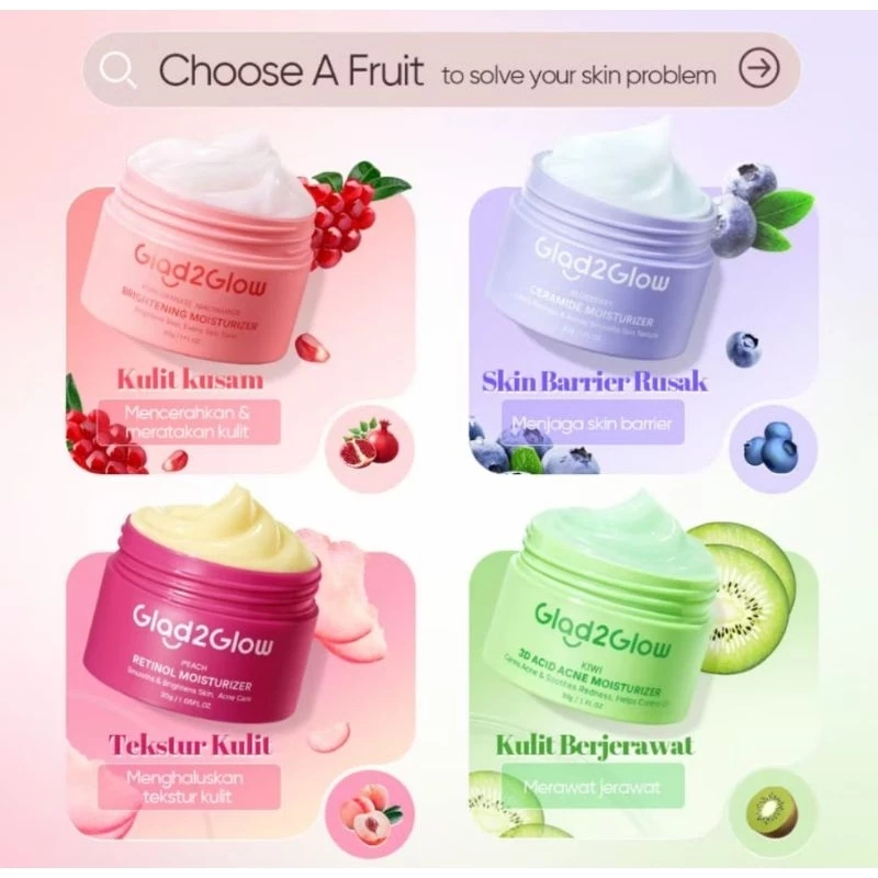 Glad2Glow Moisturizer Series - Blueberry 5% | Pomegranate 5% | Yuja SymWhite 377 Dark Spot | Retinol