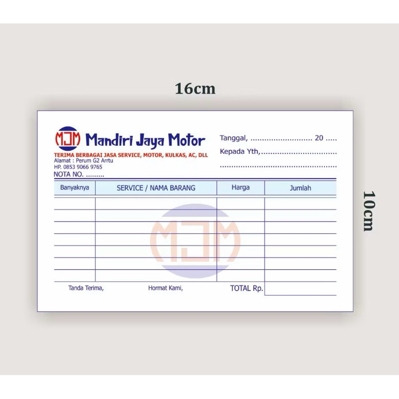 

Cetak nota custom 2 ply ukuran 1/4 Folio