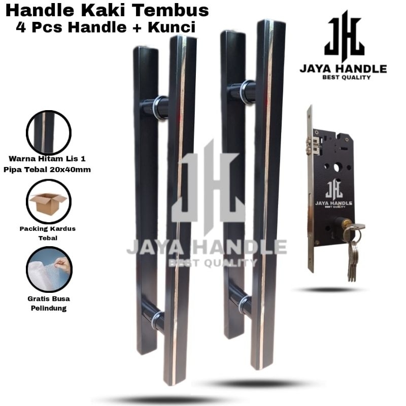 Paket Hemat 4pcs Handle Pintu + Bodi kunci Kaki Tembus 33cm 45cm 60cm 80cm