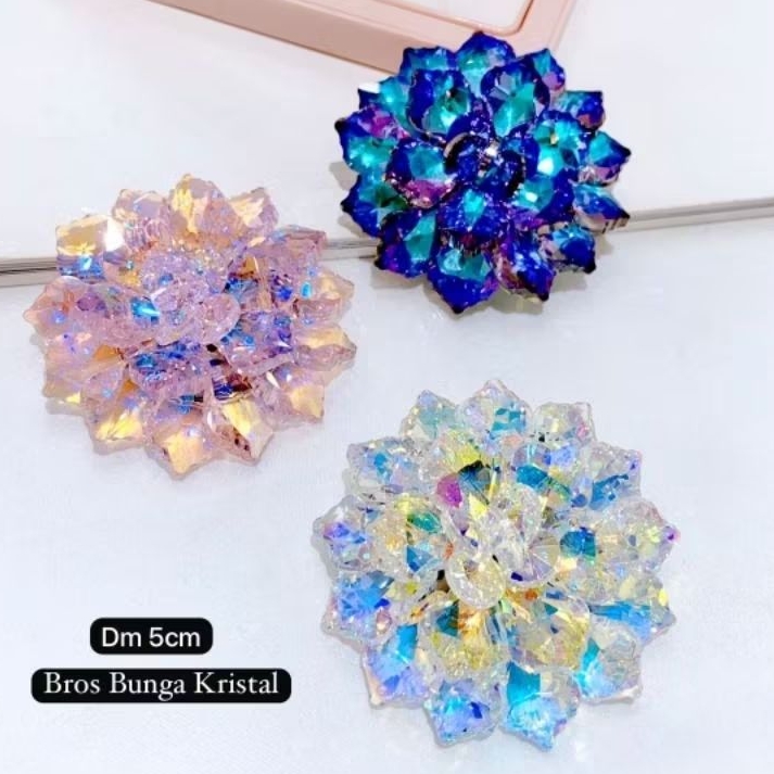 Bros import Bros bunga kristal  Brooch Branded Band Mata kilau untuk hiasan baju di dada kualitas Im