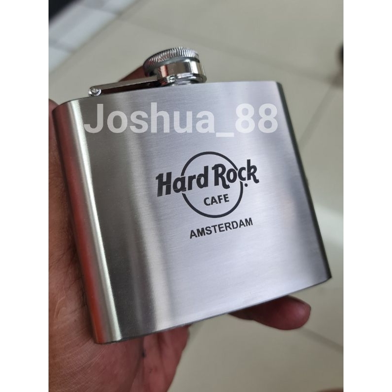 Hip Flask Hard Rock Cafe Amsterdam/New York/Tokyo/Bali 6oz Bisa Ukir Nama Sendiri