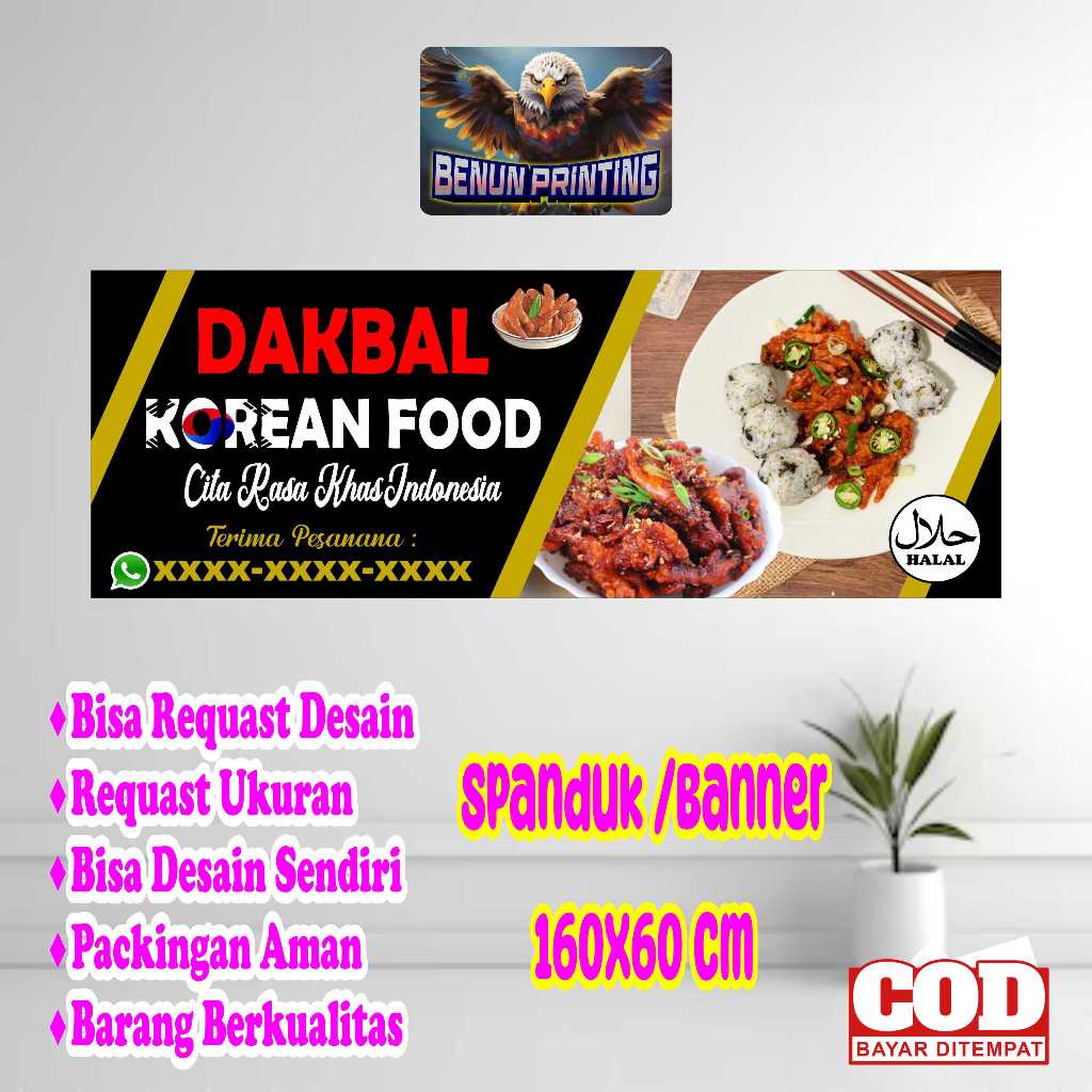 Size 160x60 Dakbal Korea Food Menyamping Bisa Request Desaint