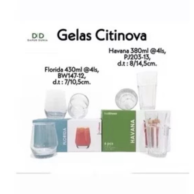 gelas kaca citinova florida 6pcs ( 430ml )