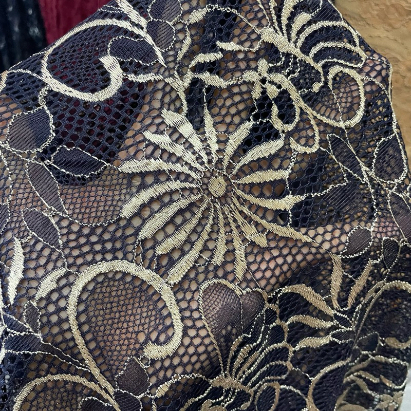 kain tille brokat - kain tille brokat motif bunga emas impor - kain tille brukat - kain tulle motif 