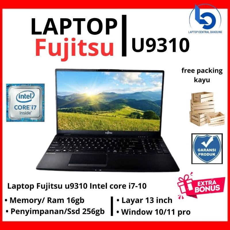 Laptop Fujitsu U9310 Core i7 gen10 Ram 16gb Ssd 256gb Original