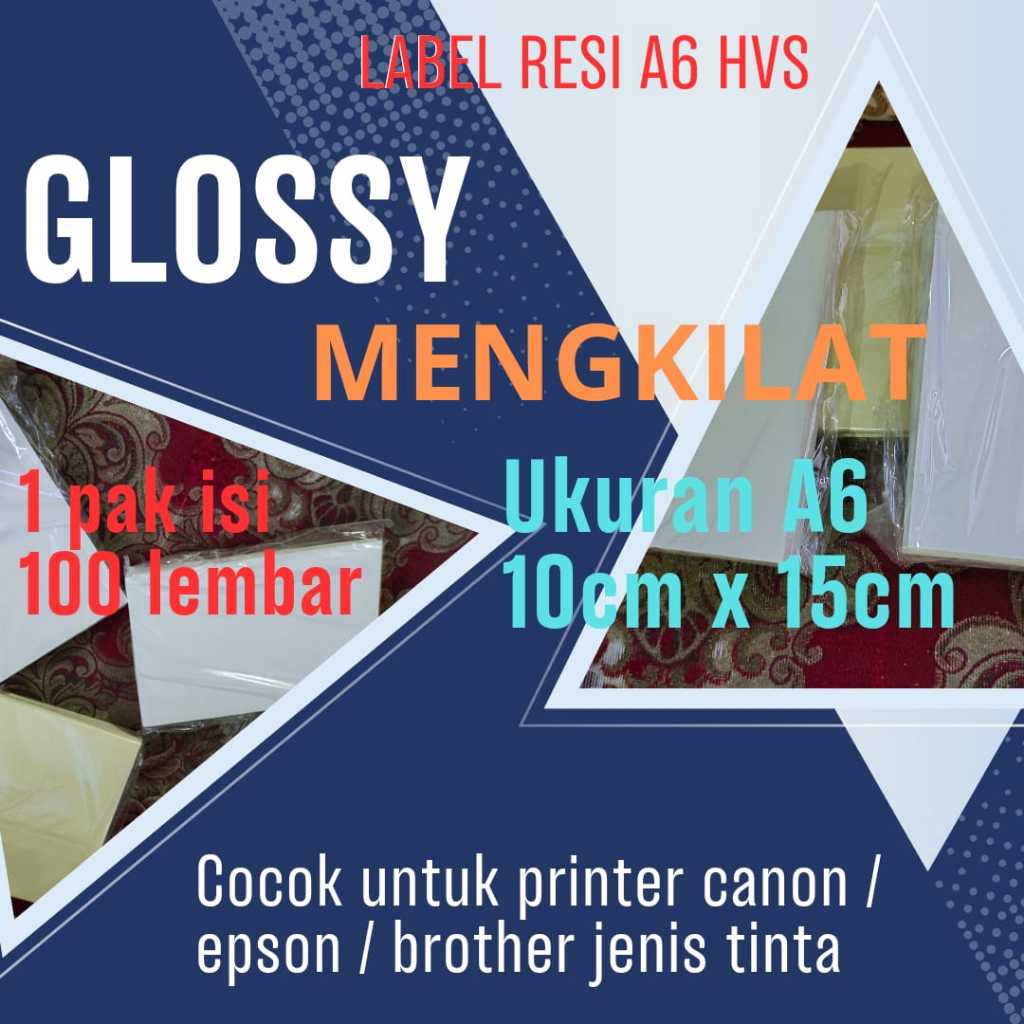 

GLOSSY MENGKILAT Stiker Label Resi HVS A6 10Cm X 15Cm Untuk Olshop Shopee isi 100pcs