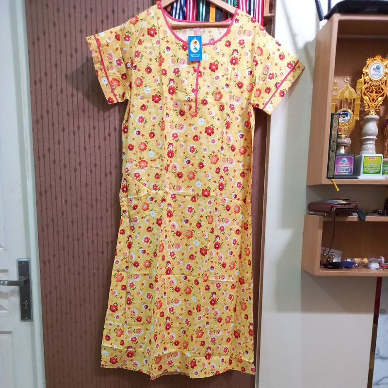 Longpen Pretty girl daster longdress lengan pendek bawah panjang katun lokal adem