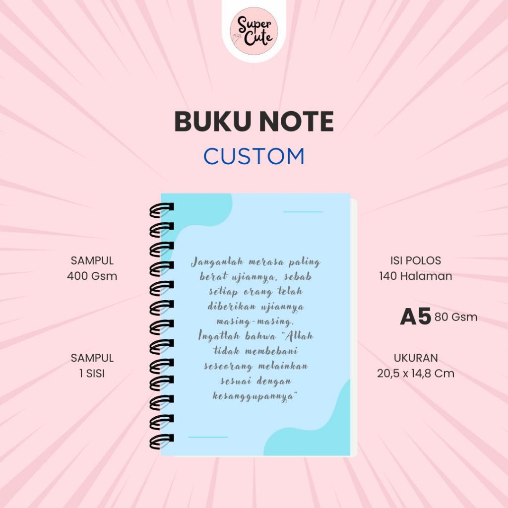 

Super Cute Notebook/Notepad Custom Cover Ukuran A5/A6/A7