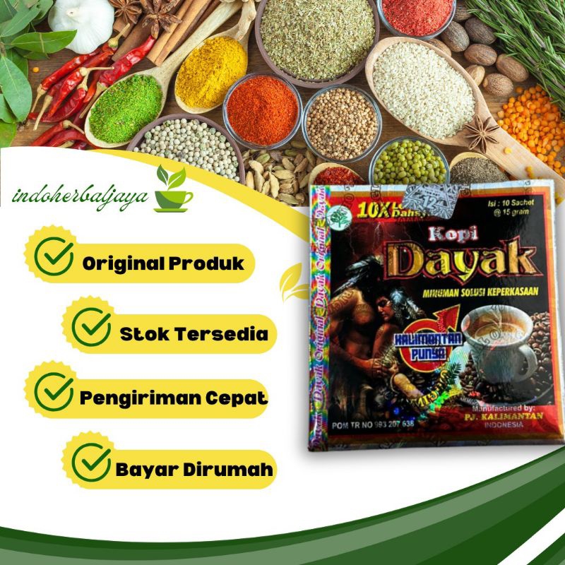 

Kopi Dayak Asli Kalimantan Isi 10 Saset Asli Herbal Stamina