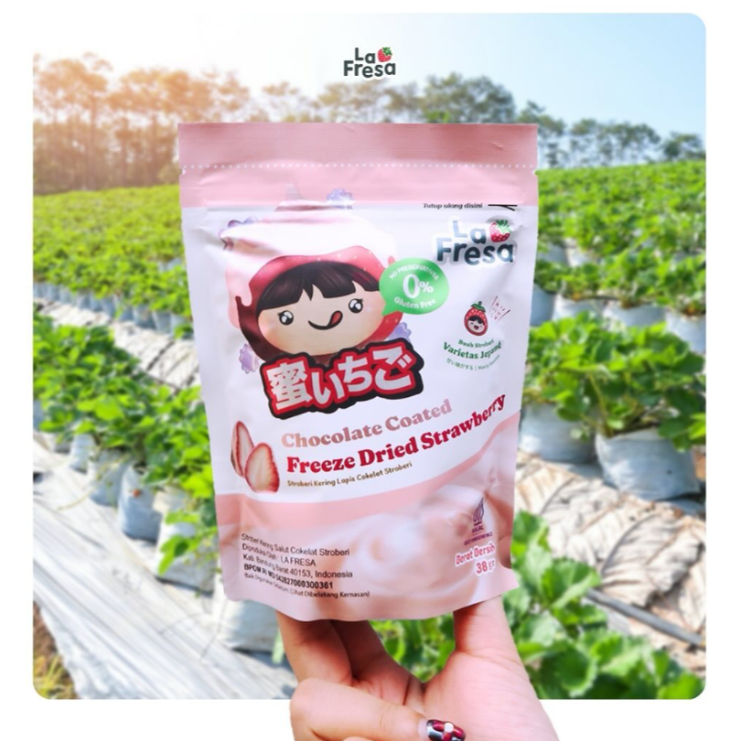 

[BEST SELLER] La Fresa Freeze Dried Strawberry Coated Pink Chocolate | Cemilan Sehat Strawberry Kering Dibalut Strawberry Cokelat