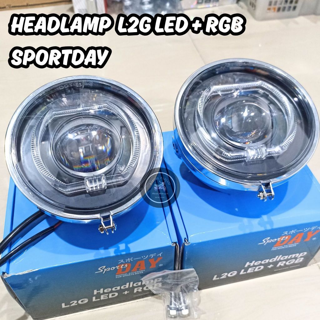 HEADLAMP L2G LED+RGB DAYMAKER BILED 5,75 IN SET BATOK L2G LAMPU DEPAN BILED CB GL MP TIGER SPORTDAY