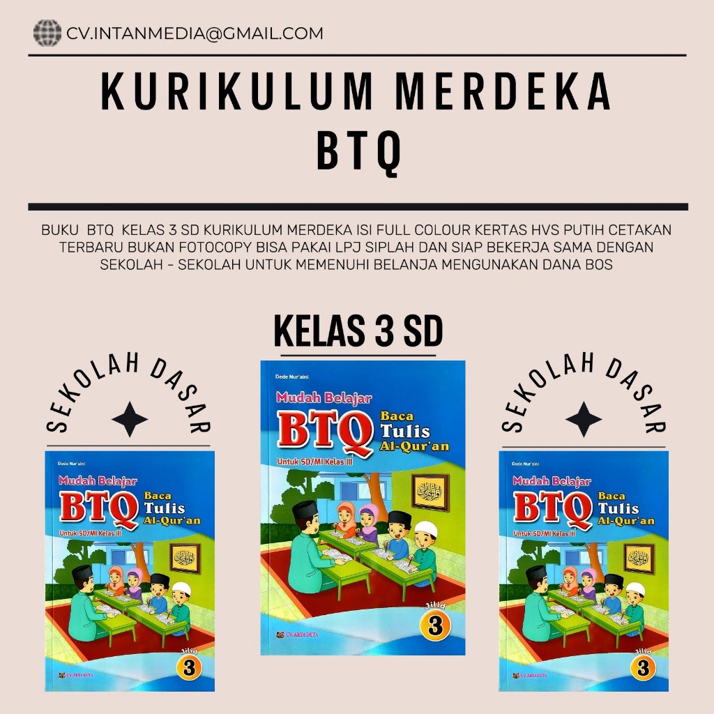 Buku BTQ ( Baca Tulis Al-Qur'an ) kelas 3 sd/mi