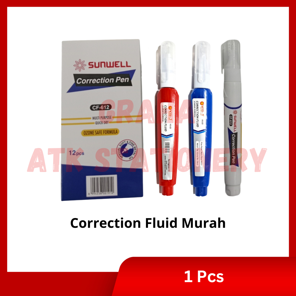 

[1 Pcs] Correction Fluid Pen Panjang Murah (Merek Random) / Penghapus Tipex Cair Pulpen Murah