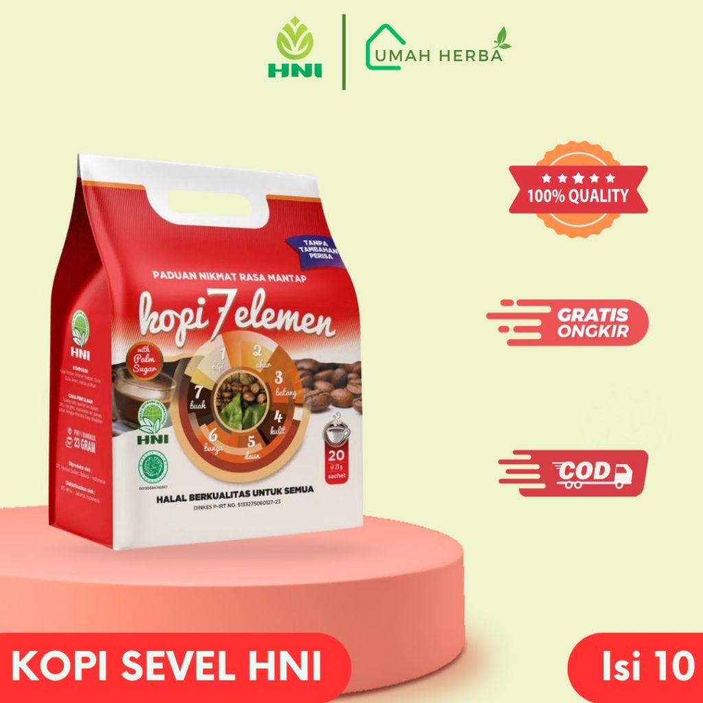 

Kopi Sevel Herbal HNI 100% Original - Kopi7 Elemen Kopi HPA Isi 10 Sachet
