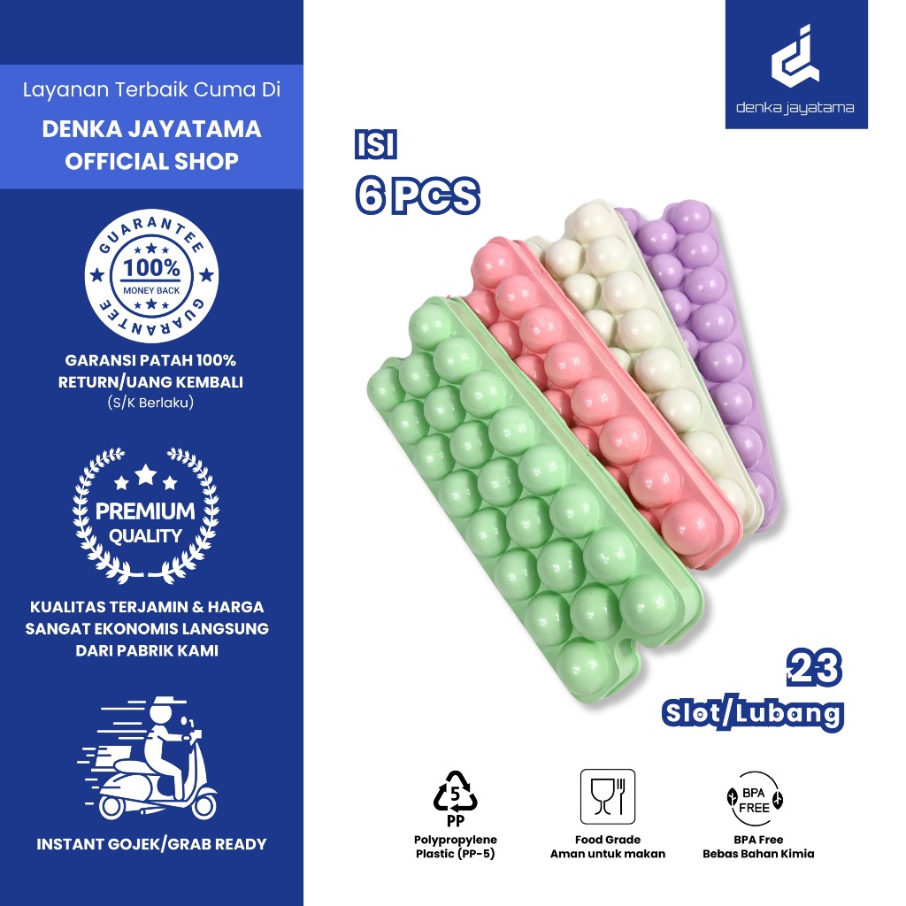 Isi 6 Cetakan Es Batu Jelly Ice Ball Puding Buah-buahan Serbaguna 23 Lubang Bulat - Warna Pastel