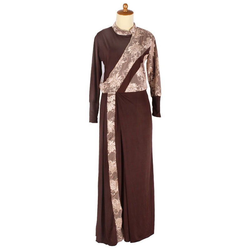 Iyesh 0014 Busana Baju Pakaian Fashion Muslim Wanita Maxi Paris Gamis Dress Lengan Panjang Pesta Ren