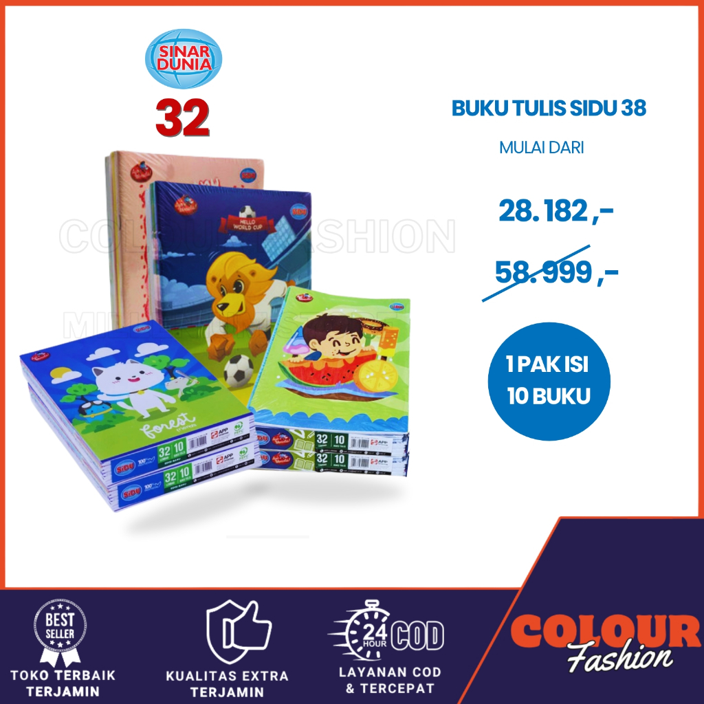 

(1PAK) Buku Tulis Sidu 32 Buku Sinar Dunia 32 Lembar 1 Pack isi 10 Pcs / Buku SIDU 32 / Buku Tulis sekolah SIDU / Buku Tulis Sekolah / Cod / Millenium Store