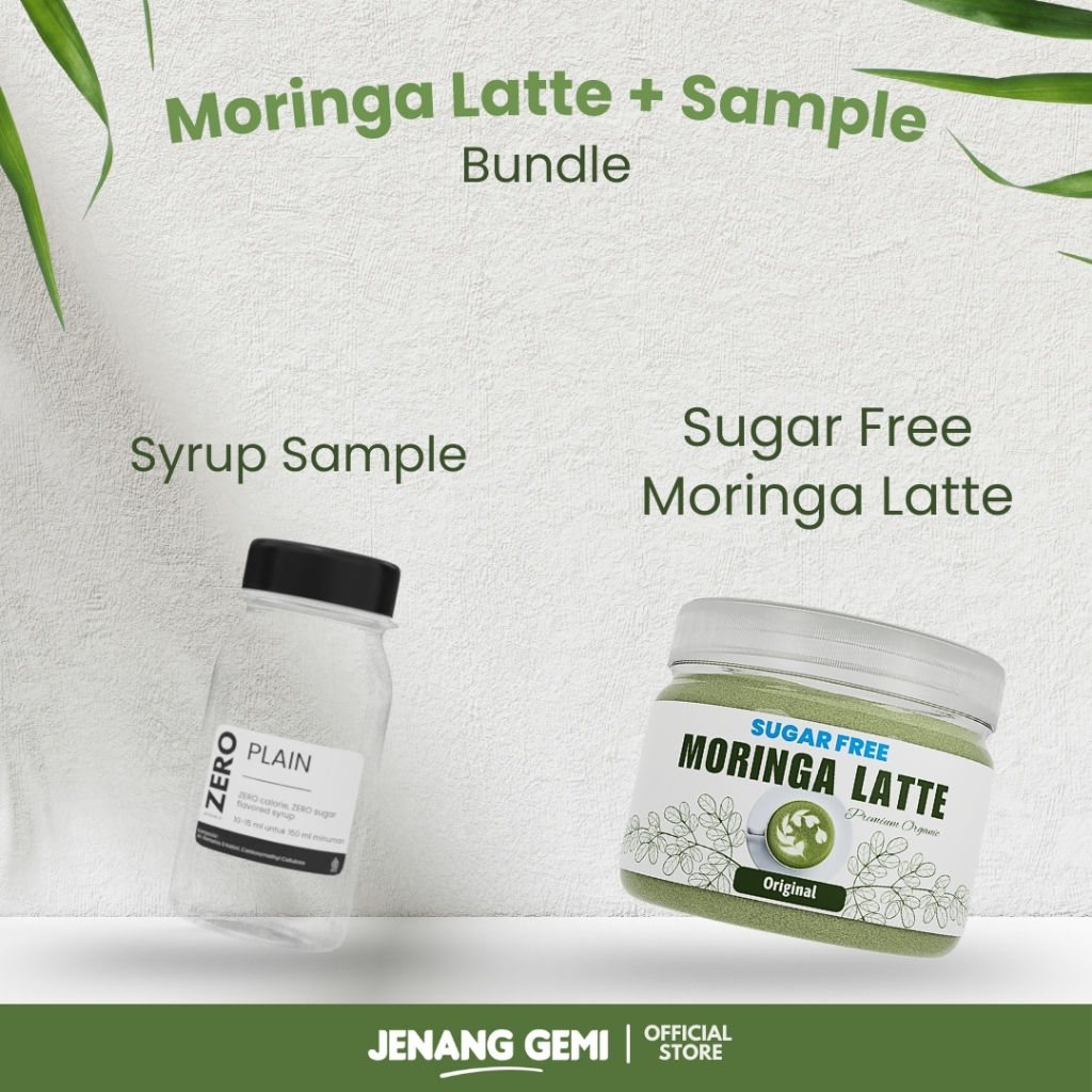 

Moringa Latte + Sample BUNDLE Moringa SF, 50ml | ZERO GULA | ZERO KALORI | SUGAR FREE | ZERO CARB