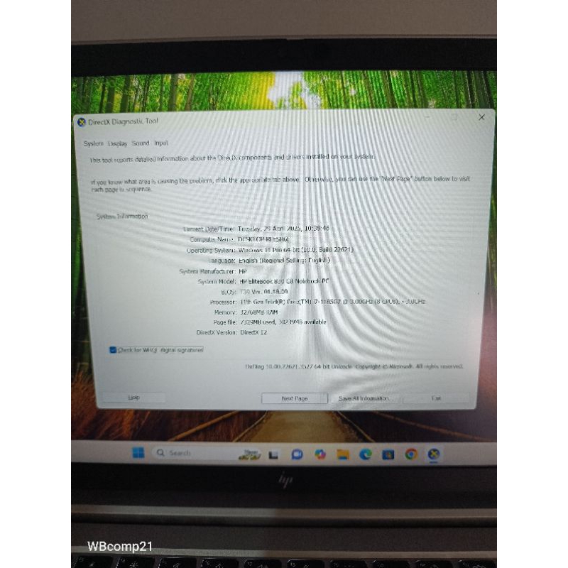 laptop HP Elitebook 830 i7gen8 Ram 32Gb Ssd 256Gb