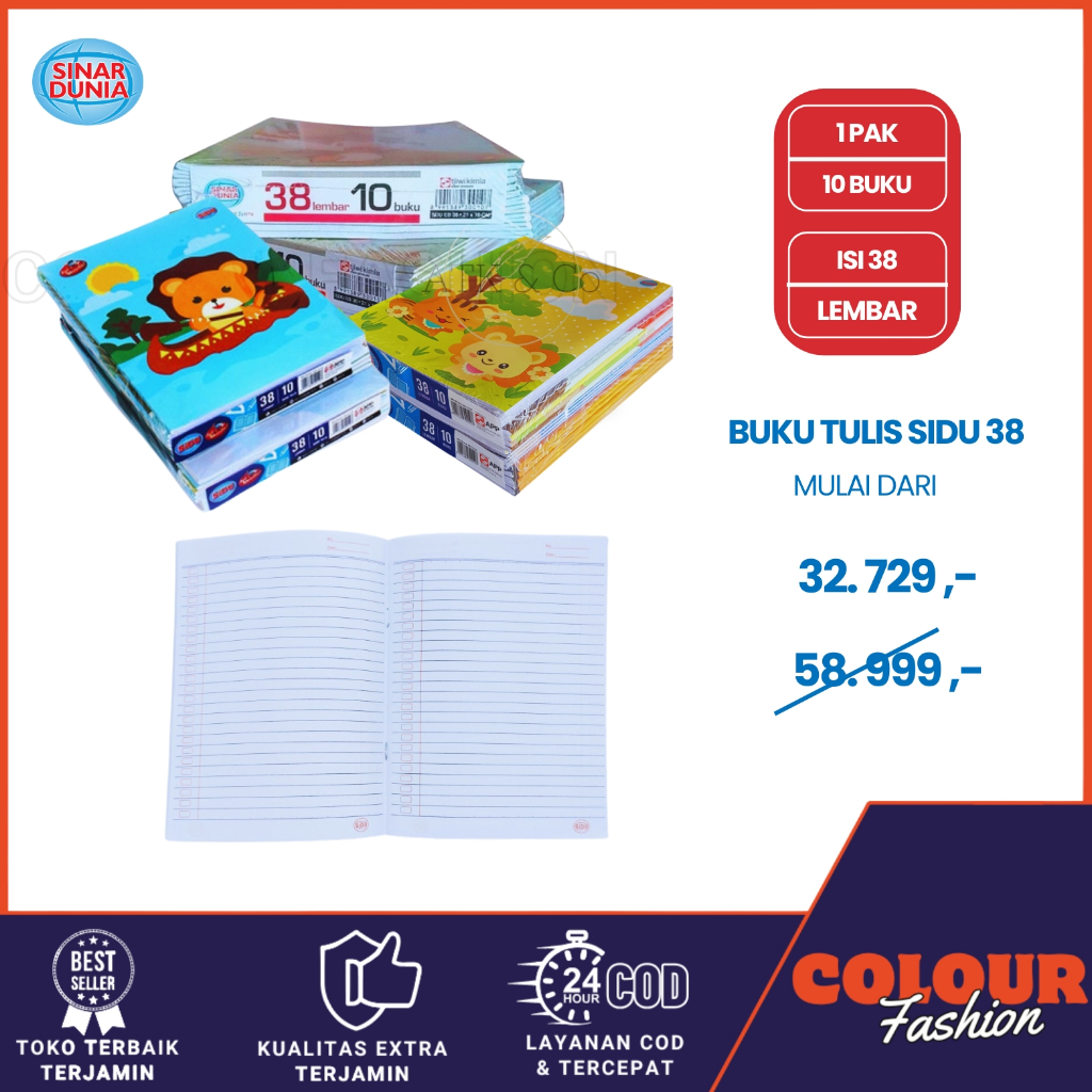 

(10pc) BUKU TULIS SIDU 38 LBR / BUKU SEKOLAH ANAK SINAR DUNIA /1 PACK BUKU TULIS SIDU 38 LEMBAR / SIDU 38 LEMBAR / COD / ATK BLESSING