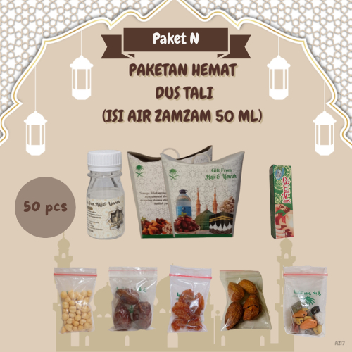 

paketan hemat cokil+almon+chandni tali oleh oleh haji/umroh 50 pcs (botol isi air zam zam 50 ml)