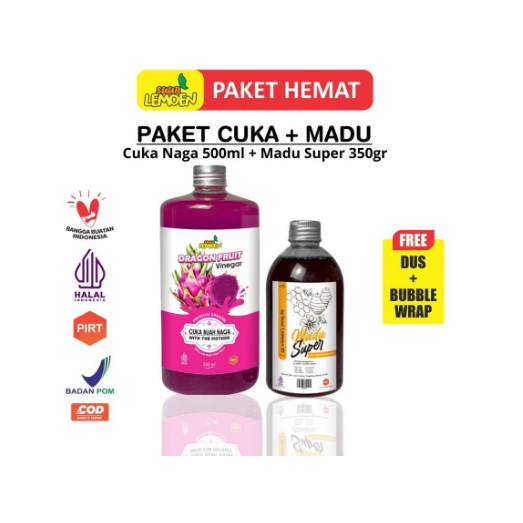 

SUUR LEMOEN Paket Cuka Naga 500 ml Madu Hutan Super 350 gram - SARI LEMON MURNI